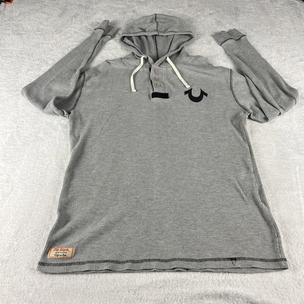 True Religion Hoodie Men's Medium Gray Full Zip Sweatshirt